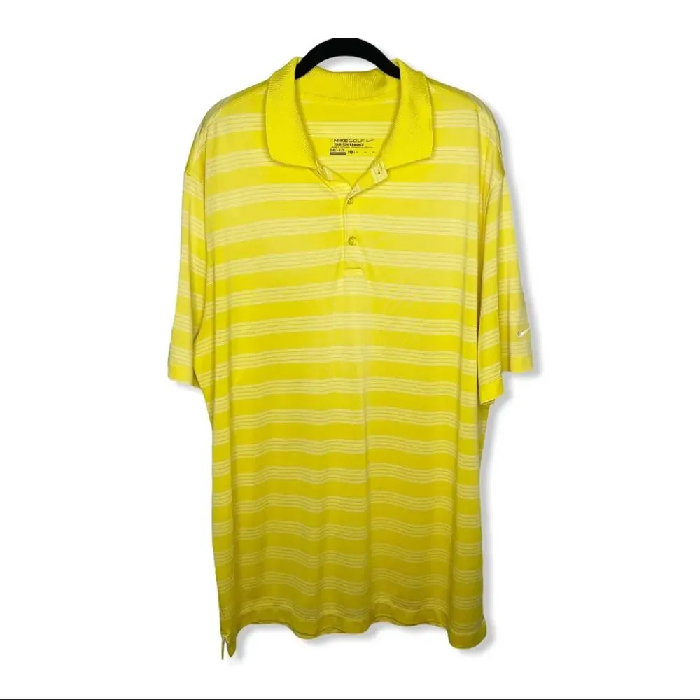 NIKE / yellow white striped golf short sleeve polo